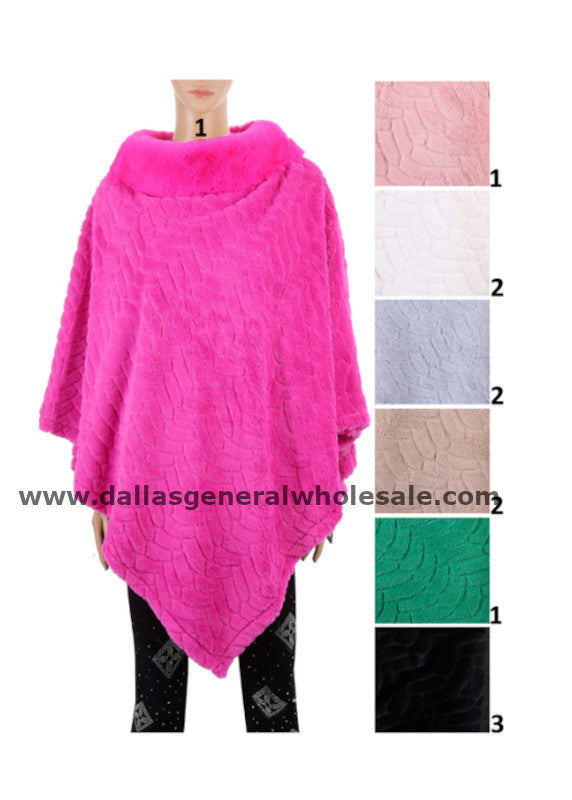Women Trendy Fuzzy Sweater Ponchos Wholesale