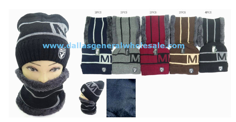 Adults Fur Lining Beanie & Scarf Set Wholesale