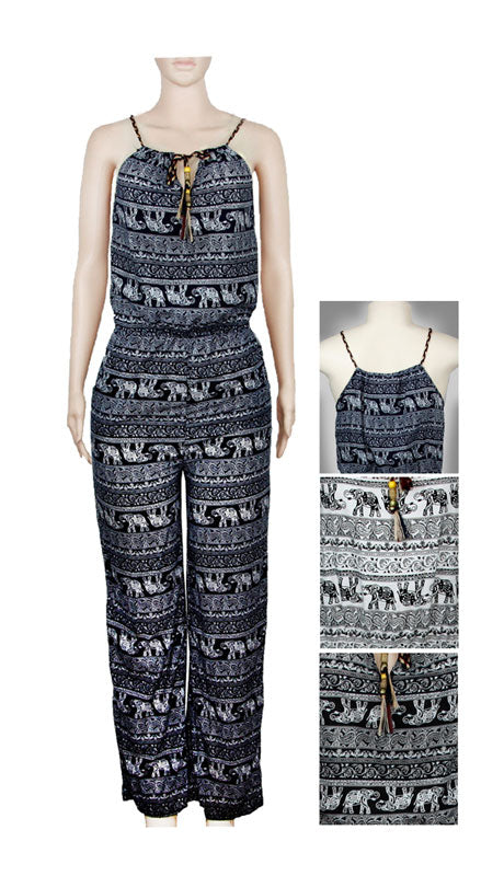 Girls Casual Elephant Printed Jumpsuits Wholesale - Dallas General Wholesale