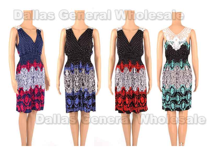 Ladies Lace Back Short Dresses Wholesale