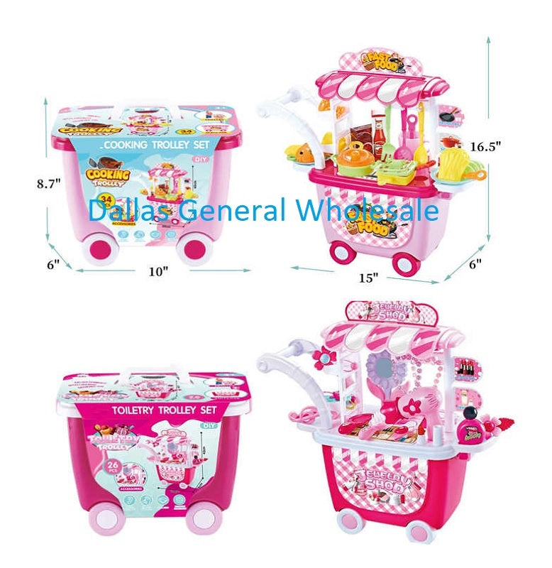 34 PC Toy Chef and Beauty Trolley Stand Wholesale