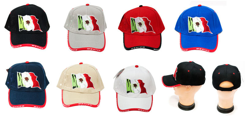 Casual Baseball Caps with "Mexico Flag" Designs - Dallas General Wholesale