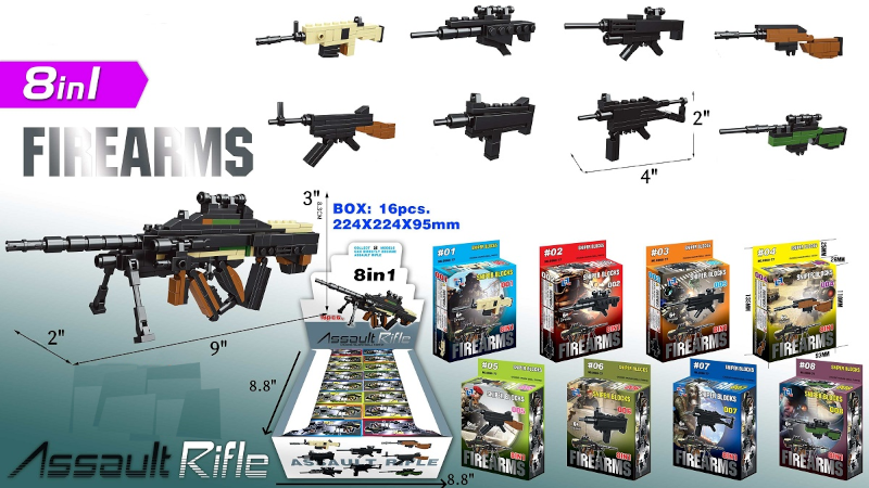 8-in-1 Buildable Assault Rifle Firearms Toy Wholesale