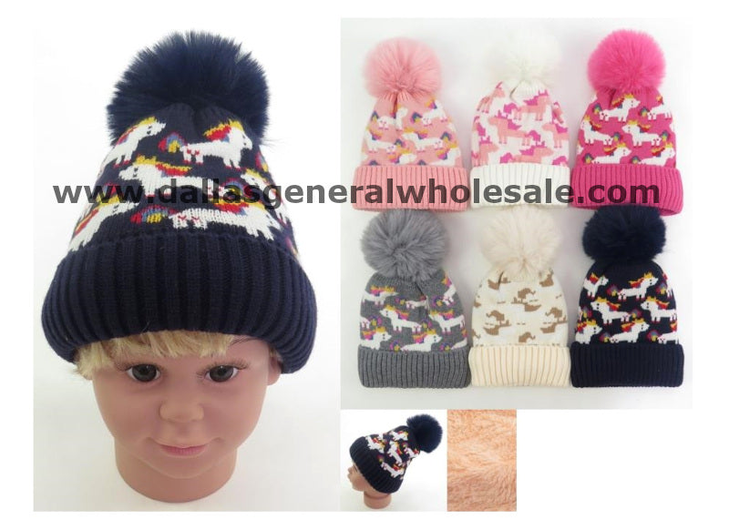 Little Girls Unicorn Beanie Hats Wholesale