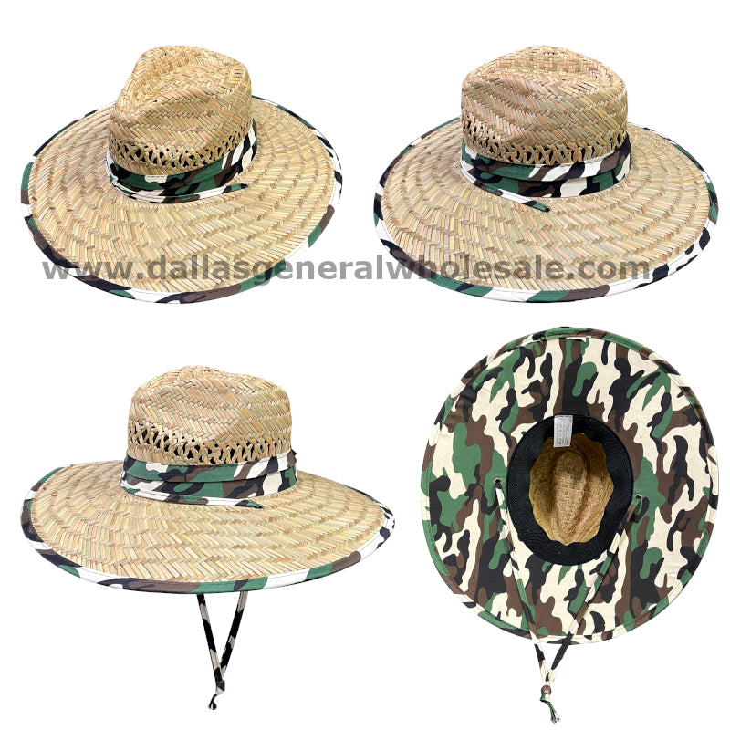 Adults Double Fabric Camouflage Straw Hats Wholesale