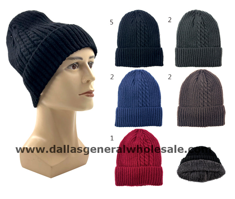 Men Textured Thermal Beanie Hats Wholesale