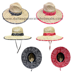 Unisex Double Fabric Paisley Straw Hats Wholesale