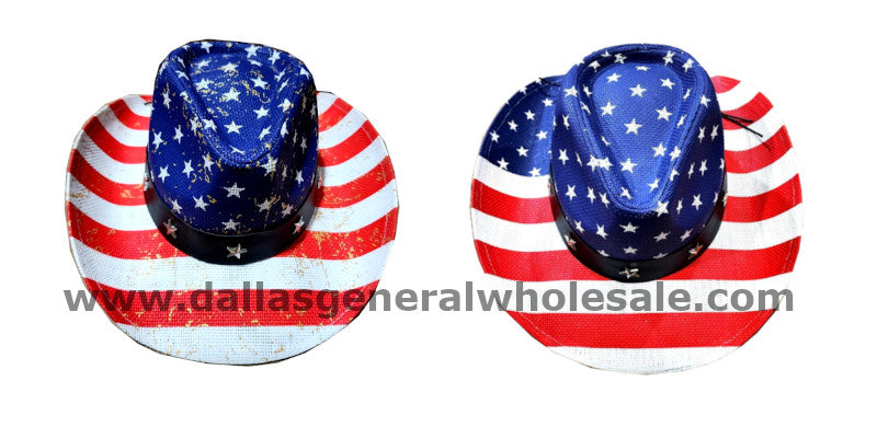 Adults USA Flag Cowboy Straw Hats Wholesale
