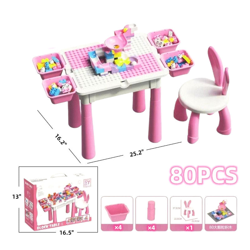 Puzzle Building Blocks Table w/ Chair Toy Set Wholesale