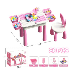 Puzzle Building Blocks Table w/ Chair Toy Set Wholesale
