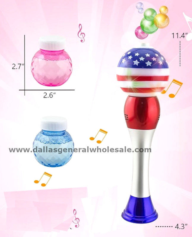 Light Up Musical Flag Bubble Blower Wand Wholesale