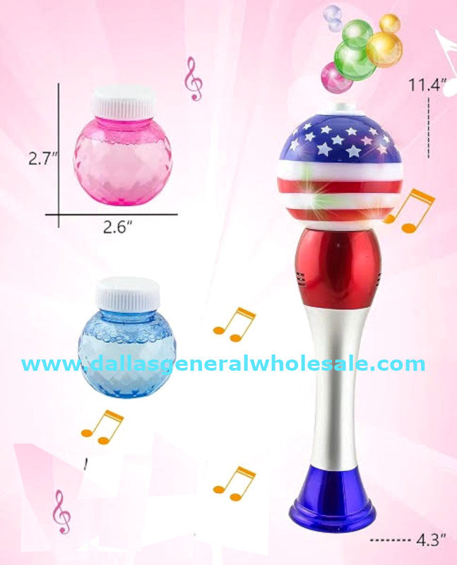 Novelty Toy Musical USA Flag Bubble Wands Wholesale