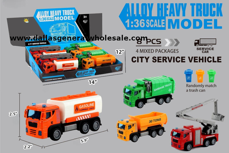 Toy Inertial Alloy City Service Trucks Wholesale
