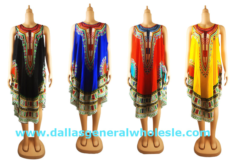 Dashiki Inspired Short Dresses Wholesale