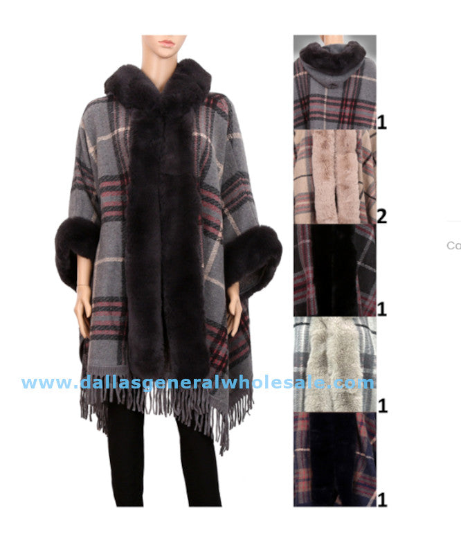 Ladies Elegant Fur Poncho Capes Wholesale