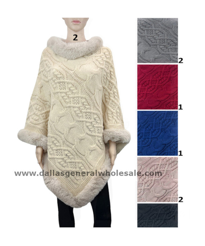 Fur Knitted Winter Sweater Ponchos Wholesale
