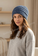 Ladies Messy Bun Hole Beanie Hats Wholesale