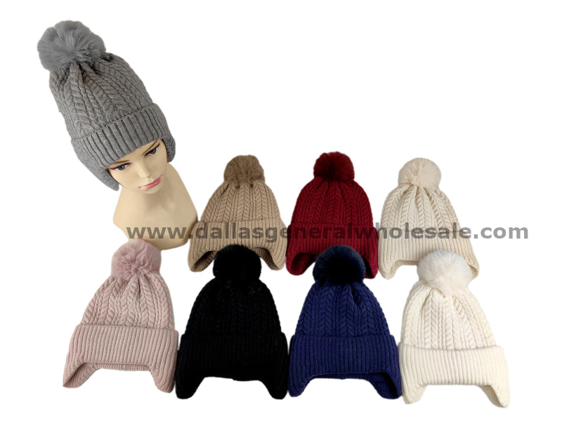 Ladies Winter Cute Beanie Hats w/ Fur Wholesale