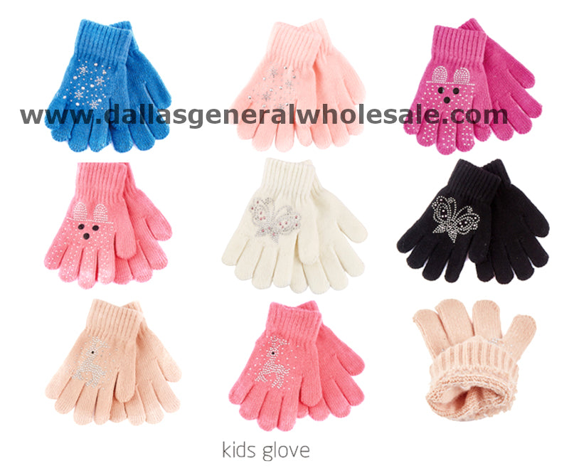 Little Girls Bling Bling Cute Gloves Wholesale