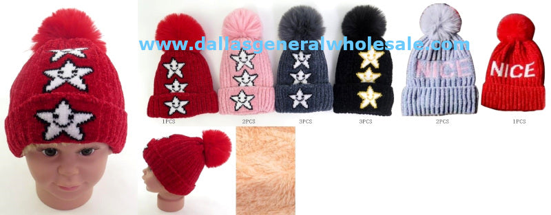 Little Girls Adorable Star Beanie Hats Wholesale
