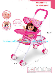 stroller toys baby Toy Stroller with Baby Doll Set Wholesale