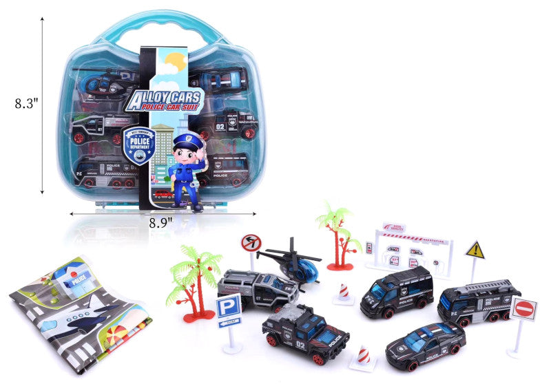 16 PC Toy Metal Friction Police Cars Play Set Wholesale