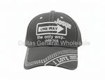 "Jesus One Way" Embroidered Baseball Caps Wholesale – John 14:6 Scripture with Brim Text