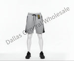 Gray shorts with black accents on a white background