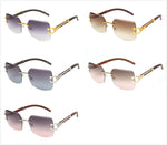 Men's Rimless Rectangle Sunglasses with Gold Panther Wholesale