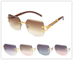 Men's Rimless Rectangle Sunglasses with Gold Panther Wholesale