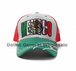Mexico Flag Embroidered Trucker & Baseball Cap – Tri-Color Crown with Eagle Crest