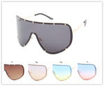 Oversized Shield Sunglasses with Gold Studded Brow Bar Wholesale