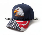 Patriotic Bald Eagle Embroidered Baseball Cap with USA Flag Bill Wholesale
