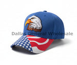 Patriotic Bald Eagle Embroidered Baseball Cap with USA Flag Bill Wholesale