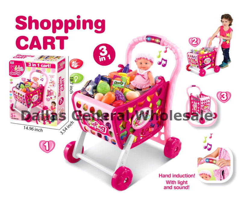 3-in-1 Interactive Shopping Cart with Baby Doll Wholesale Toy Supply