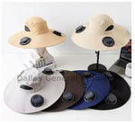 Solar Dual Fan Sun Hats — Wide Brim Bucket Hats Wholesale