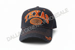 "Texas" Arch Embroidered Denim Baseball Caps Wholesale