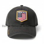 Texas Patch Denim Baseball Cap with USA Flag & Gold Stitching
