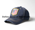 Texas Patch Denim Baseball Cap with USA Flag & Gold Stitching