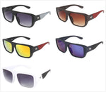 Unisex Flat-Top Square Sunglasses with Striped Arms & Wing Emblem Wholesale