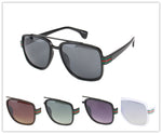 Unisex Retro Square Aviator Sunglasses with Stripe Temple Accent Wholesale
