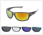 Unisex Sport Wrap Sunglasses with Translucent Frame & Mirrored Lens