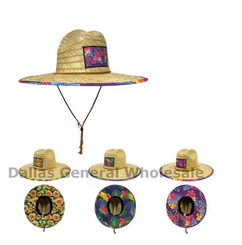 Unisex Double Fabric Floral Straw Hats Wholesale