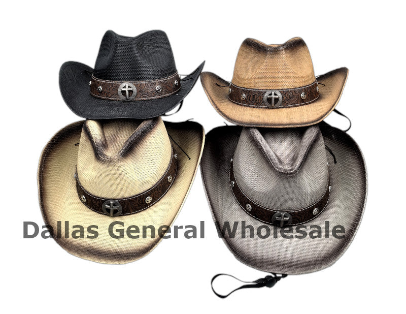 Western Cross Metal Buckle Cowboy Hats Wholesale