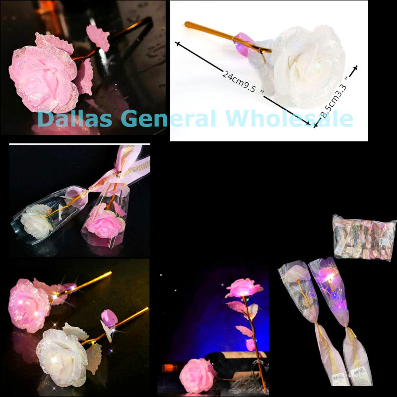 Flashing Light Up LED Glitter Roses Wholesale