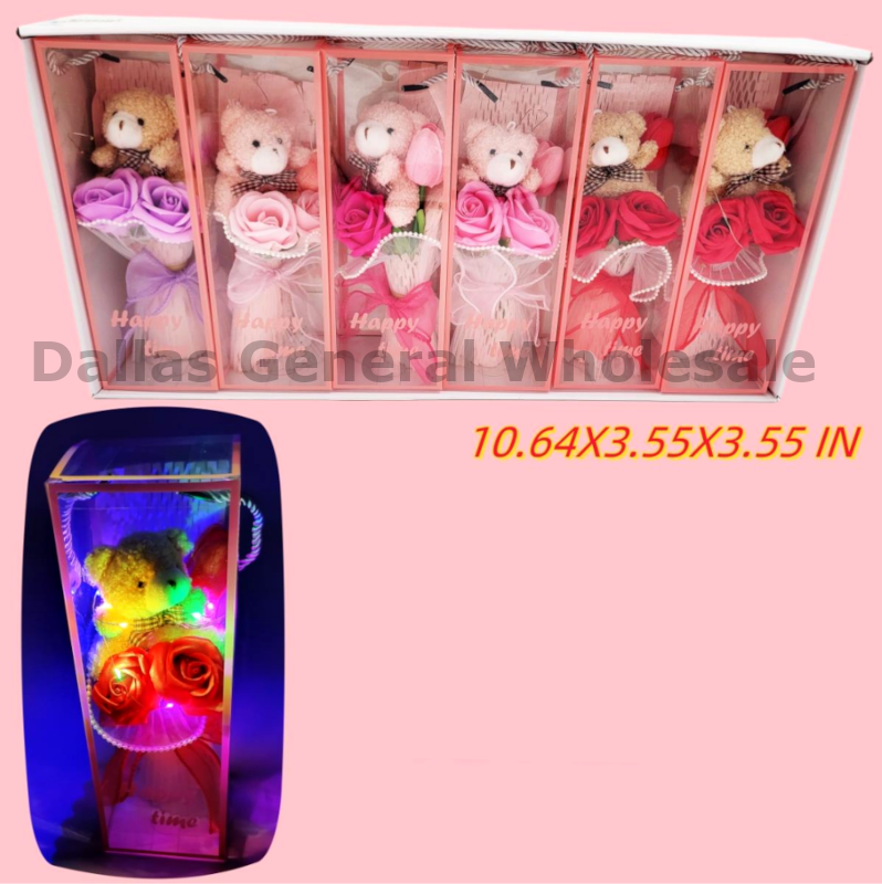 Valentines Light Up Rose & Bear Set Wholesale