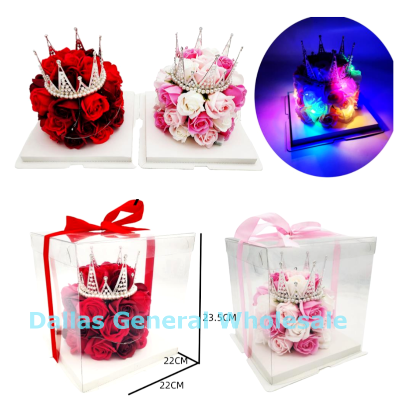 Light Up Valentines Crown Rose Cake Gift Set Wholesale