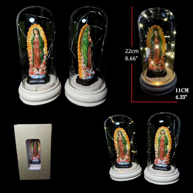 Light Up Guadalupe Glass Dome Display Wholesale