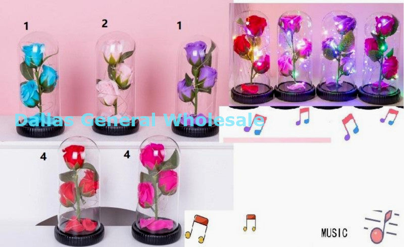 Musical Light Up Rose Glass Dome Wholesale
