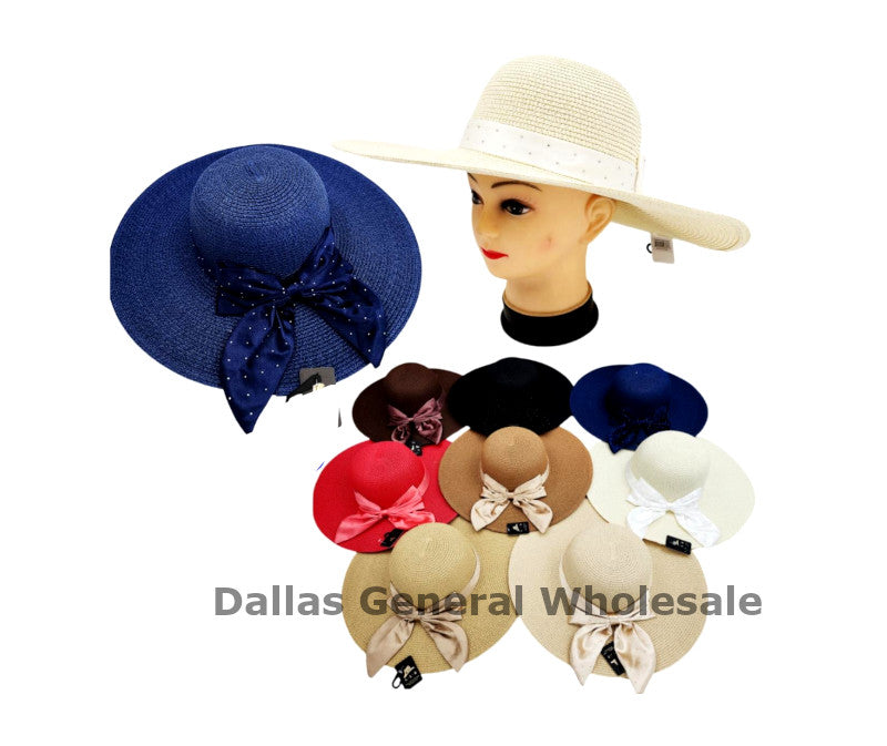 Women Fashion Pearl Floppy Beach Straw Hats Wholesale
